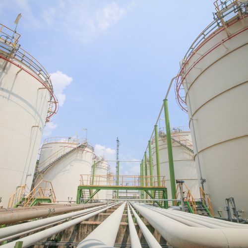 Tank storage with blue sky